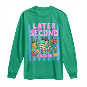 Later Second Grader School's Out For Summer Long Sleeve Shirt Last Day Of School Later Gator Alligator TS14 Irish Green Print Your Wear