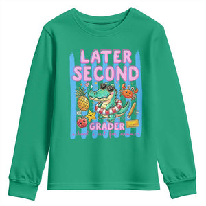 Later Second Grader School's Out For Summer Youth Sweatshirt Last Day Of School Later Gator Alligator TS14 Irish Green Print Your Wear