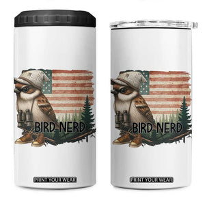 Bird Nerd 4 in 1 Can Cooler Tumbler Funny Bird Watching Patriotic American Flag TS14 One Size: 16 oz White Print Your Wear