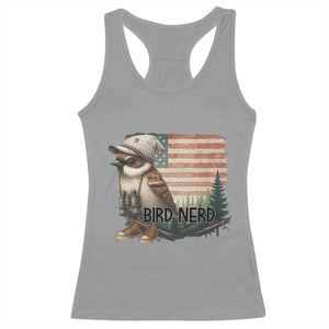 Bird Nerd Racerback Tank Top Funny Bird Watching Patriotic American Flag TS14 Sport Gray Print Your Wear