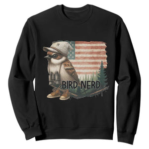 Bird Nerd Sweatshirt Funny Bird Watching Patriotic American Flag TS14 Black Print Your Wear