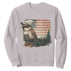 Bird Nerd Sweatshirt Funny Bird Watching Patriotic American Flag TS14 Ice Gray Print Your Wear