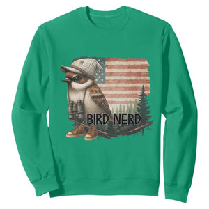 Bird Nerd Sweatshirt Funny Bird Watching Patriotic American Flag TS14 Irish Green Print Your Wear