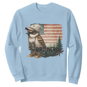Bird Nerd Sweatshirt Funny Bird Watching Patriotic American Flag TS14 Light Blue Print Your Wear