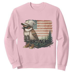 Bird Nerd Sweatshirt Funny Bird Watching Patriotic American Flag TS14 Light Pink Print Your Wear