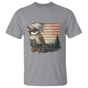 Bird Nerd T Shirt Funny Bird Watching Patriotic American Flag TS14 Sport Gray Print Your Wear