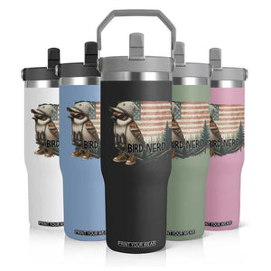 Bird Nerd Flip Straw Tumbler Funny Bird Watching Patriotic American Flag TS14 Print Your Wear