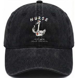 Funny Goose Nurse Washed Cotton Baseball Cap I Will Be There For You Nursing Lovers Humor TS14 Washed Cap Universal Fit Black Print Your Wear