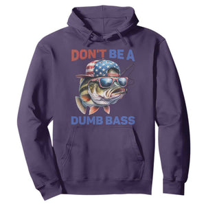 Dont Be A Dumb Bass Hoodie Funny Patriotic Bass Fishing USA Flag Lover TS14 Purple Print Your Wear