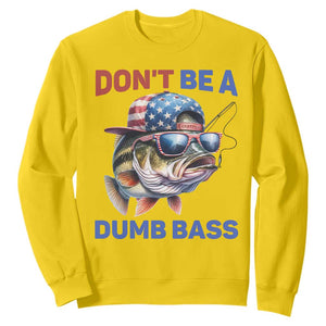 Dont Be A Dumb Bass Sweatshirt Funny Patriotic Bass Fishing USA Flag Lover TS14 Daisy Print Your Wear