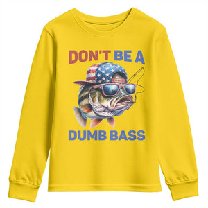 Dont Be A Dumb Bass Youth Sweatshirt Funny Patriotic Bass Fishing USA Flag Lover TS14 Daisy Print Your Wear