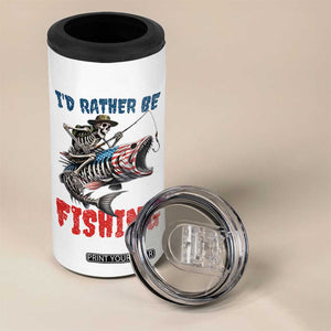 Funny Skeleton Fish 4 in 1 Can Cooler Tumbler Id Rather Be Fishing Bass Fisherman Halloween TS14 Print Your Wear