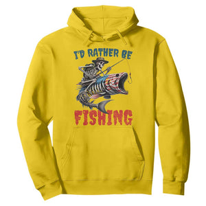 Funny Skeleton Fish Hoodie Id Rather Be Fishing Bass Fisherman Halloween TS14 Daisy Print Your Wear