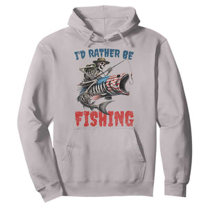 Funny Skeleton Fish Hoodie Id Rather Be Fishing Bass Fisherman Halloween TS14 Ice Gray Print Your Wear