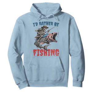 Funny Skeleton Fish Hoodie Id Rather Be Fishing Bass Fisherman Halloween TS14 Light Blue Print Your Wear