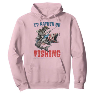 Funny Skeleton Fish Hoodie Id Rather Be Fishing Bass Fisherman Halloween TS14 Light Pink Print Your Wear