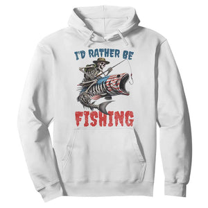 Funny Skeleton Fish Hoodie Id Rather Be Fishing Bass Fisherman Halloween TS14 White Print Your Wear