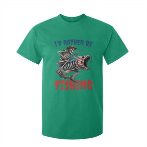 Funny Skeleton Fish T Shirt For Kid Id Rather Be Fishing Bass Fisherman Halloween TS14 Irish Green Print Your Wear