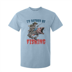 Funny Skeleton Fish T Shirt For Kid Id Rather Be Fishing Bass Fisherman Halloween TS14 Light Blue Print Your Wear
