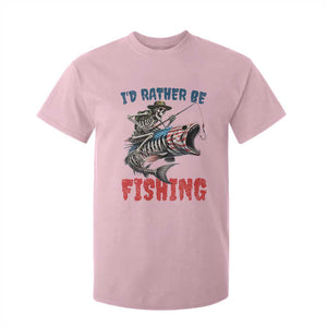 Funny Skeleton Fish T Shirt For Kid Id Rather Be Fishing Bass Fisherman Halloween TS14 Light Pink Print Your Wear