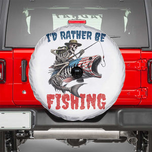 Funny Skeleton Fish Spare Tire Cover Id Rather Be Fishing Bass Fisherman Halloween TS14 White Print Your Wear