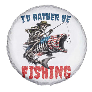 Funny Skeleton Fish Spare Tire Cover Id Rather Be Fishing Bass Fisherman Halloween TS14 Print Your Wear