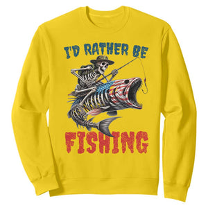 Funny Skeleton Fish Sweatshirt Id Rather Be Fishing Bass Fisherman Halloween TS14 Daisy Print Your Wear