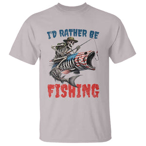 Funny Skeleton Fish T Shirt Id Rather Be Fishing Bass Fisherman Halloween TS14 Ice Gray Print Your Wear