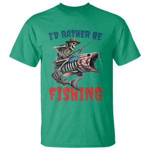 Funny Skeleton Fish T Shirt Id Rather Be Fishing Bass Fisherman Halloween TS14 Irish Green Print Your Wear