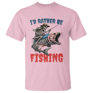 Funny Skeleton Fish T Shirt Id Rather Be Fishing Bass Fisherman Halloween TS14 Light Pink Print Your Wear