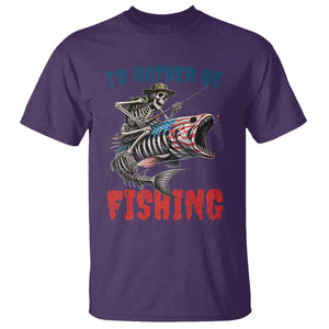 Funny Skeleton Fish T Shirt Id Rather Be Fishing Bass Fisherman Halloween TS14 Purple Print Your Wear