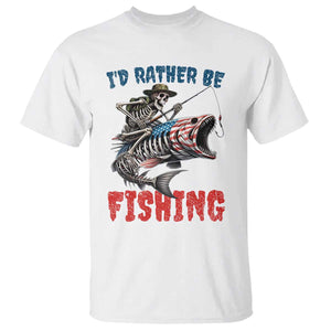 Funny Skeleton Fish T Shirt Id Rather Be Fishing Bass Fisherman Halloween TS14 White Print Your Wear