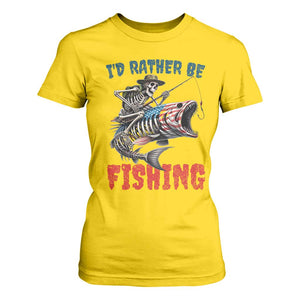 Funny Skeleton Fish T Shirt For Women Id Rather Be Fishing Bass Fisherman Halloween TS14 Daisy Print Your Wear