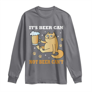 Funny Cat Drinking Beer Long Sleeve Shirt It Is Beer Can Not Beer Can Not Kitty Lovers TS14 Charcoal Print Your Wear
