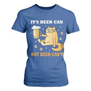 Funny Cat Drinking Beer T Shirt For Women It Is Beer Can Not Beer Can Not Kitty Lovers TS14 Royal Blue Print Your Wear