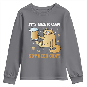 Funny Cat Drinking Beer Youth Sweatshirt It Is Beer Can Not Beer Can Not Kitty Lovers TS14 Charcoal Print Your Wear