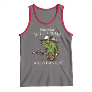 Y'all Mind If I Do Some Lollygaggin Tank Top Funny Cowboy Frog Western Animal Meme TS14 Deep Heather Red Print Your Wear