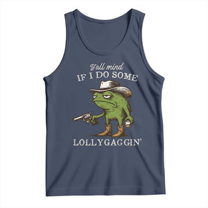 Y'all Mind If I Do Some Lollygaggin Tank Top Funny Cowboy Frog Western Animal Meme TS14 Navy Print Your Wear