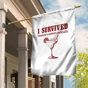 I Survived Patricia's Sunset Cocktails Garden Flag Vintage 90s Trendy TV Show Movie