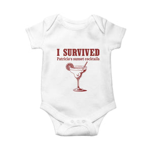 I Survived Patricia's Sunset Cocktails Baby Onesie Vintage 90s Trendy TV Show Movie