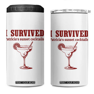 I Survived Patricia's Sunset Cocktails 4 in 1 Can Cooler Tumbler Vintage 90s Trendy TV Show Movie