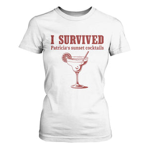 I Survived Patricia's Sunset Cocktails T Shirt For Women Vintage 90s Trendy TV Show Movie