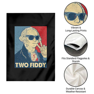 Two Fiddy George Washington 250th Anniversary Garden Flag Funny 4th of July