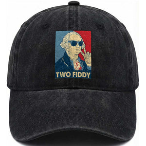 Two Fiddy George Washington 250th Anniversary Washed Cotton Baseball Cap Funny 4th of July