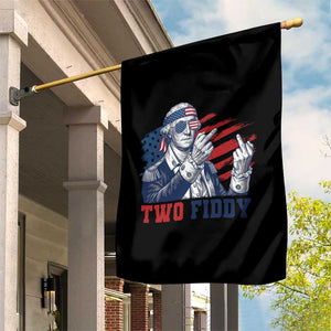 Two Fiddy 250th Anniversary Garden Flag Funny George Washington 4th of July