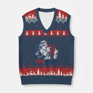 Two Fiddy 250th Anniversary V-Neck Knit Sweater Vest Funny George Washington 4th of July