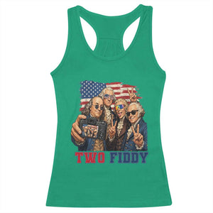 Two Fiddy 250th Anniversary Racerback Tank Top Funny Founding Father 4th of July