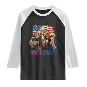 Two Fiddy 250th Anniversary Raglan Shirt Funny Founding Father 4th of July