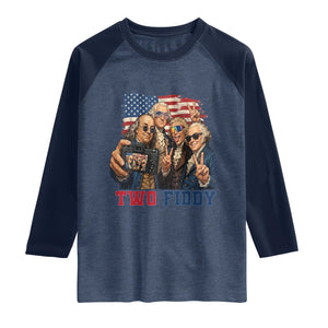 Two Fiddy 250th Anniversary Raglan Shirt Funny Founding Father 4th of July