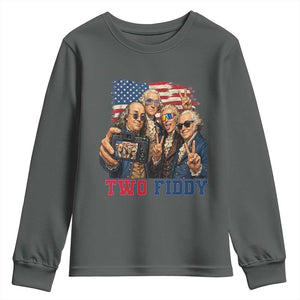 Two Fiddy 250th Anniversary Youth Sweatshirt Funny Founding Father 4th of July